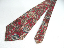 Wembley 100% Silk Red Multicolor Floral Neck Tie 57" Made in USA