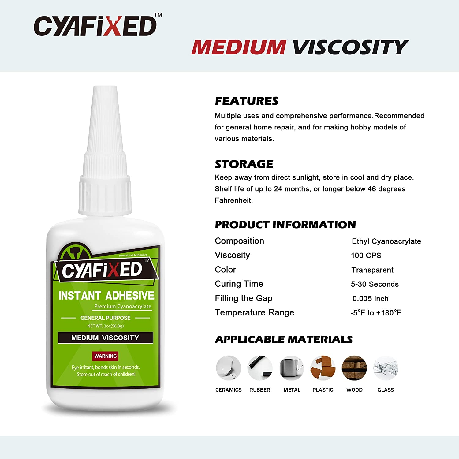 Strong Cyanoacrylate (CA) Super Glue by CYAFIXED, AllPurpose Medium Viscosity I 313015176166 eBay