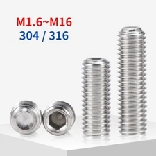 SUS304 / 316 Hex Socket Headless Set Screws Concave End Machine Screw M1.6-M16
