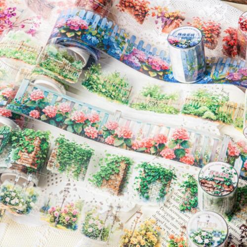 Cintas decorativas para valla flores plantas PET pegatinas bala diario tarjeta arte artesanía - Imagen 1 de 11