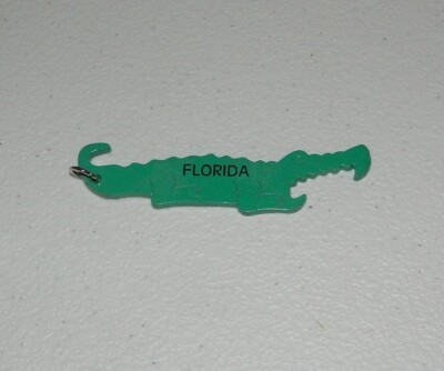 Green Florida Alligator Key Chain Bottle Opener ~ 4 3/8'' ~ Metal