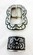 Jeremiah Watt White Bronze 3/4" Buckle & Keeper Loop Peony Horse Tack Headstall