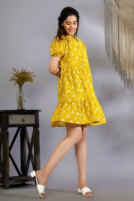 Damen Kurzarm Bluse Hemd Kleid Damen Lässig Mini Tunika Kleid