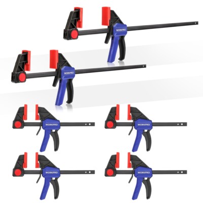6PACK Bar Clamps for Woodworking F Clamp 4-Pack 6'' and 2-Pack 12'' Clamp/Spreader