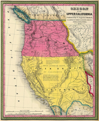 Oregon & Upper California - 1846 - Map Poster
