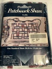 Vtg Set of 2 Handmade Patchwork Quilted Pillow Shams Trellis Design 20x26  New