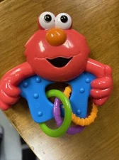 Sesame Street Baby King Elmo Baby Rattle Teether Red Blue
