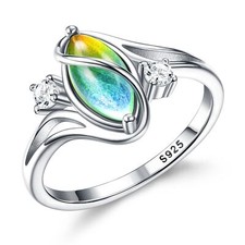 ADRAMATA 925 Sterling Silver Rings for Women Mood Ring Color Change Cubic Zir...