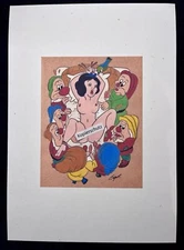 Erotic Art Print "Snow Sluts & the 7 Dwarfs" by Unknown Making Love