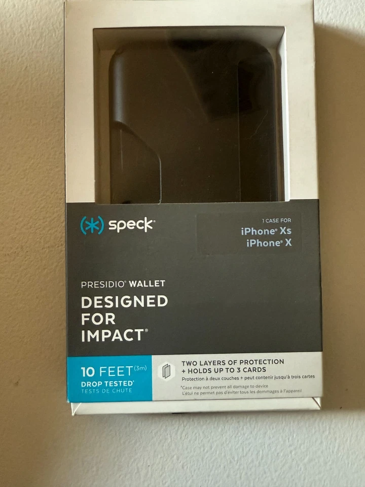 FUNDA SPECK IPHONE 10 X XS BILLETERA, DIVERTIDA FUNDA AQUA/NEGRO, RFID, PROTECTOR PANTALLA 9H Foto 2 de 4