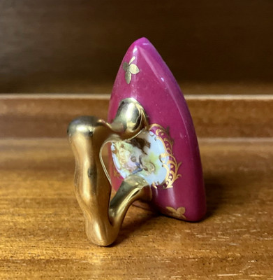 Limoges Miniatur Eisen Rosa Porzellan Fragonard Vergoldet Gold - PORTOFREI