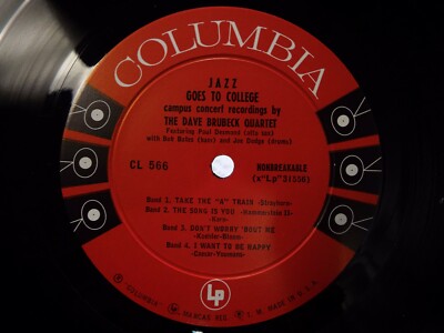 DAVE BRUBECK QUARTET JAZZ GOES TO COLLEGE LP VINYL ALBUM | eBay