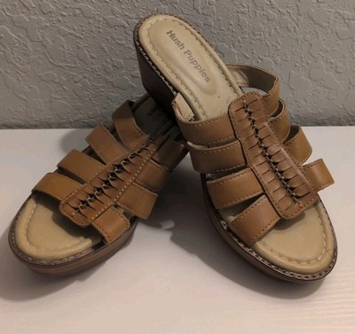 Hush Puppies Light Brown Open Toe Heel Sandals Women's Size 7 S6