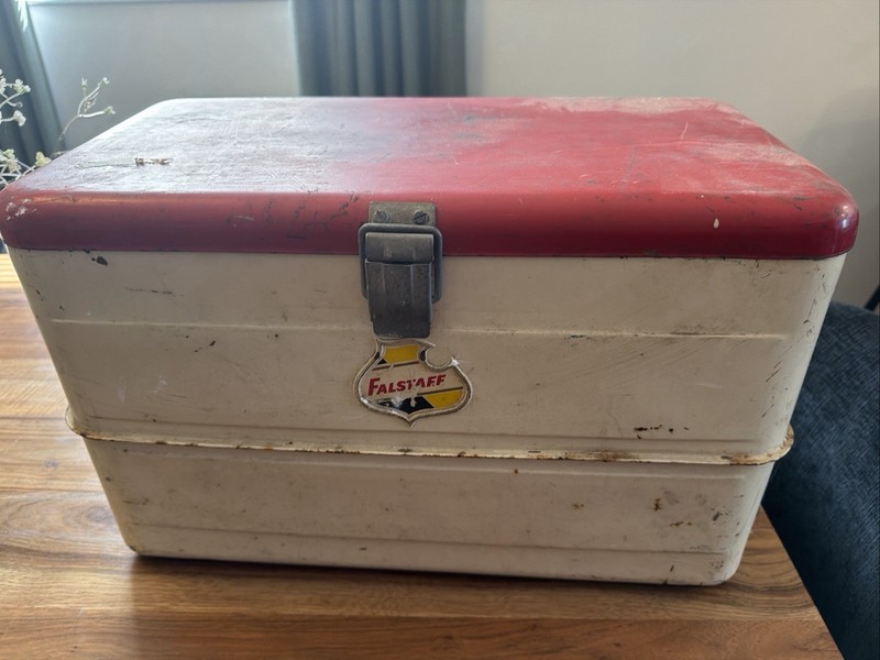 Vintage Falstaff Cooler  50’s 60’s ? With Ice Pick And Original Paper Insert