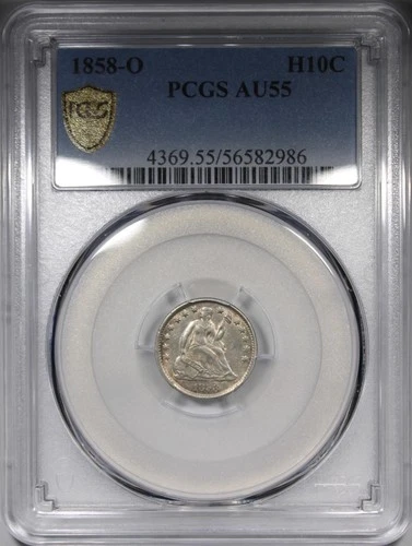 1858-O Seated Liberty Half Dime PCGS AU55 Circulated Type Coin