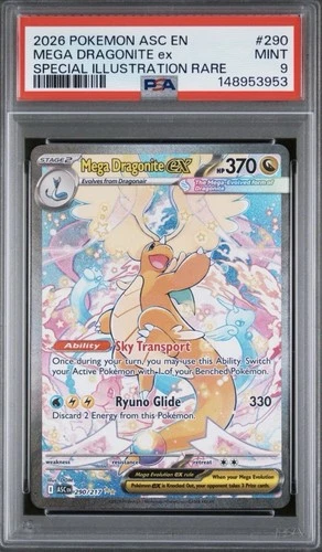 2026 POKEMON ASC EN-SPECIAL ILLUSTRATION RARE #290 MEGA DRAGONITE EX PSA 9