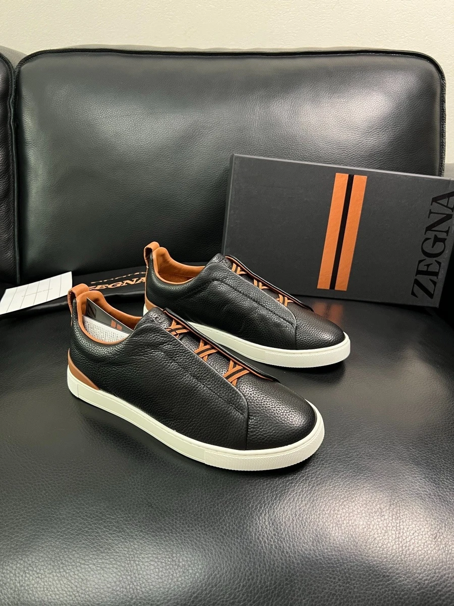 Brown Leather Upper Casual Ermenegildo Zegna Shoes for Men for