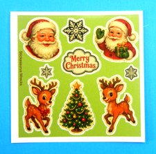 Christmas Sticker Sheet Style 2 Christmas Trees Santas Reindeer Snowflakes