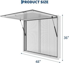 48" x 36in Food Truck Service Concession Window Awning with 2 Removable Screens