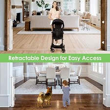 BINGGUZ 90 INCH EXTRA WIDE BABY GATE FOR LARGE OPENINGS RETRACTABLE BABY GATES -
