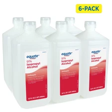 Equate 91% Isopropyl Alcohol Antiseptic Liquid, Resealable, 6 PACK, 6 x 32 fl oz