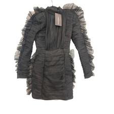 Pretty Little Things Bandage Chiffon Ruffle Bodycon Party Dress Size 4 Black