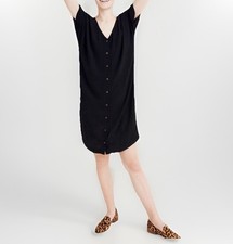 Madewell Button-Front Easy Dress NWT True Black L1933 Oversized XXS Sold Out
