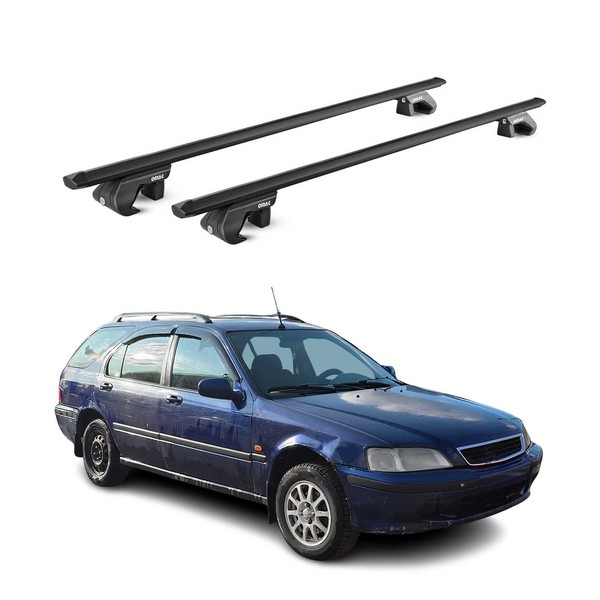 DachträGer GrundtäGer FüR Honda Civic Kombi 1995-2011 90Kg Alu Schwarz 2 Tlg Abe-image