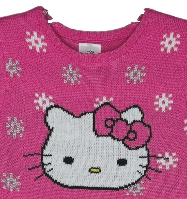 Niñas Talla XS (4/5) Rosa HELLO KITTY Hasta la Rodilla Ligero Suéter Vestido Foto 2 de 4