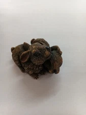 Vintage Pair Of Realistic Snuggling Bunnies Figurine