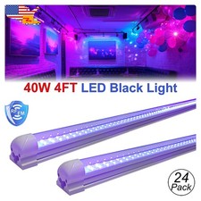 24 Pack 4FT 40W UV Led Black Light Bar with US Plug Easy Installation Rood D cor