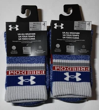 NWT Under Armour Freedom All Weather Women's Small 4-6 Wool Crew Socks 2 Pairs
