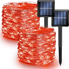 2 Pack Solar String Lights 80FT 240LED Waterproof Fairy Lights Red