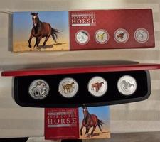 2014 Australia LUNAR SILVER SERIES 11,YEAR OF THE HORSE - 4 1oz coins - 7144