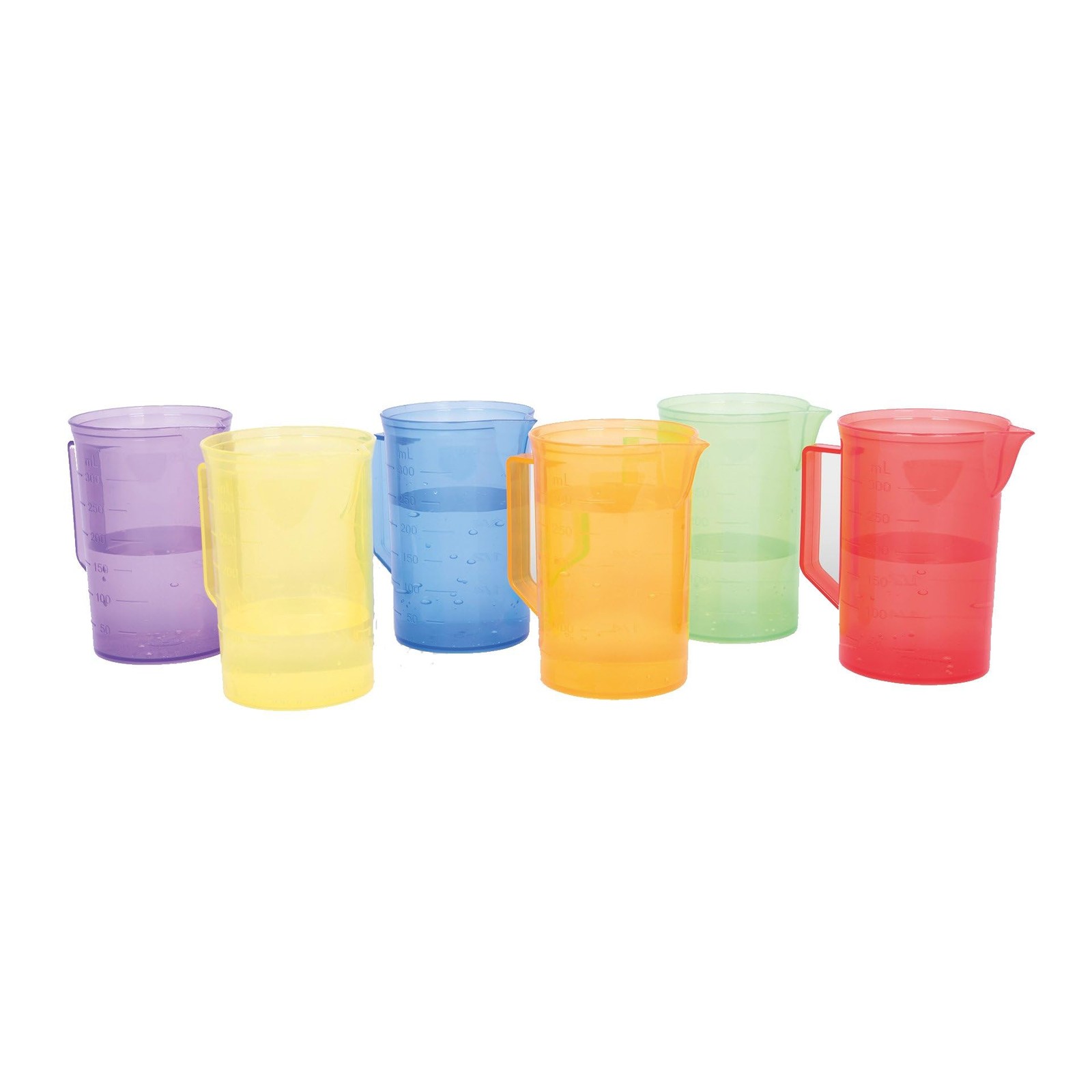 6 Piece Translucent Colour Jug Set , Sand, Water Messy Play Cups , Educationa...