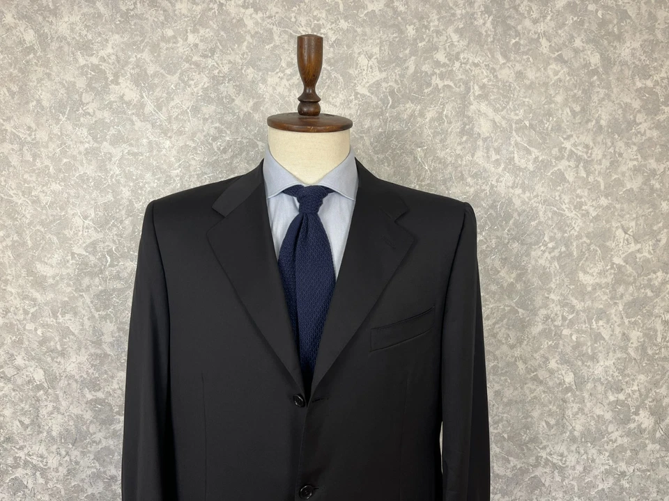 Canali Black Solid Wool 120'S 2 Piece Italian Formal Suit 44, EU 54 W37 L31 - Image 3 of 4