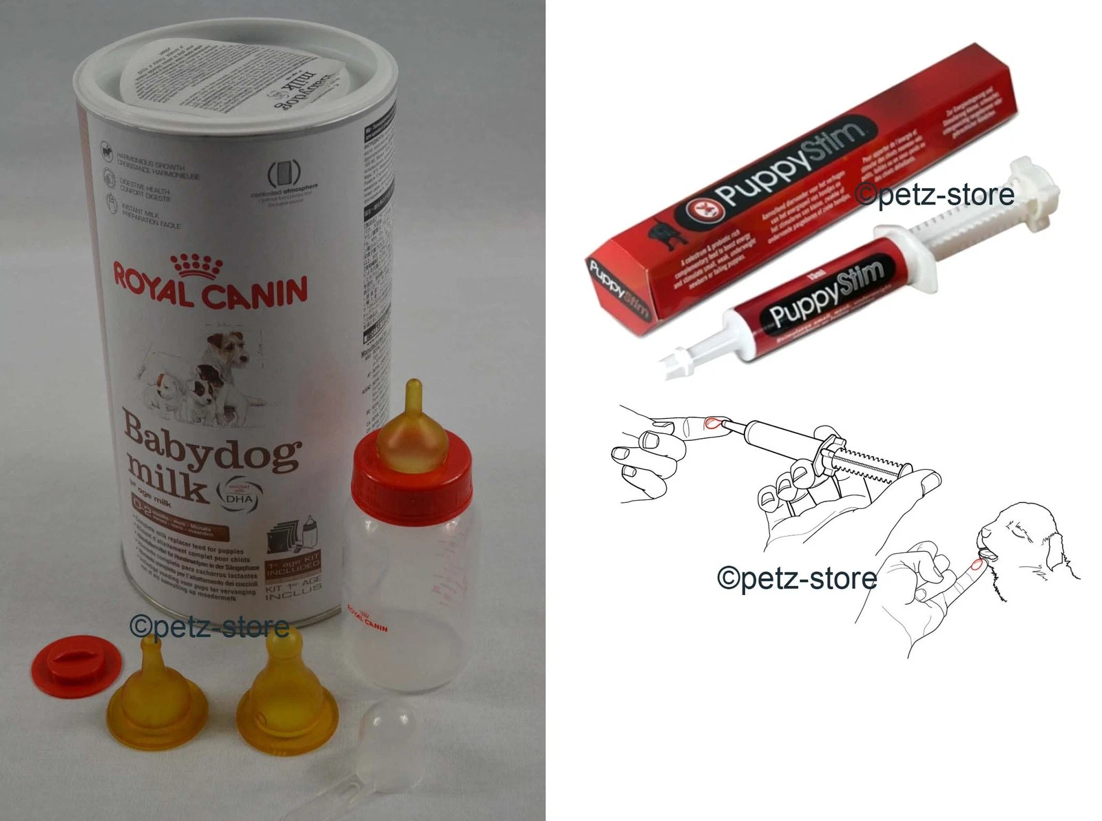 Royal Canin 400g Puppy Milk and feeding bottle set with Puppy stim whelping kit