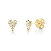 14K Gelbgold Diamant Herz Ohrringe Ohrstecker Rund Pave NatüRlich 0.10 Karat