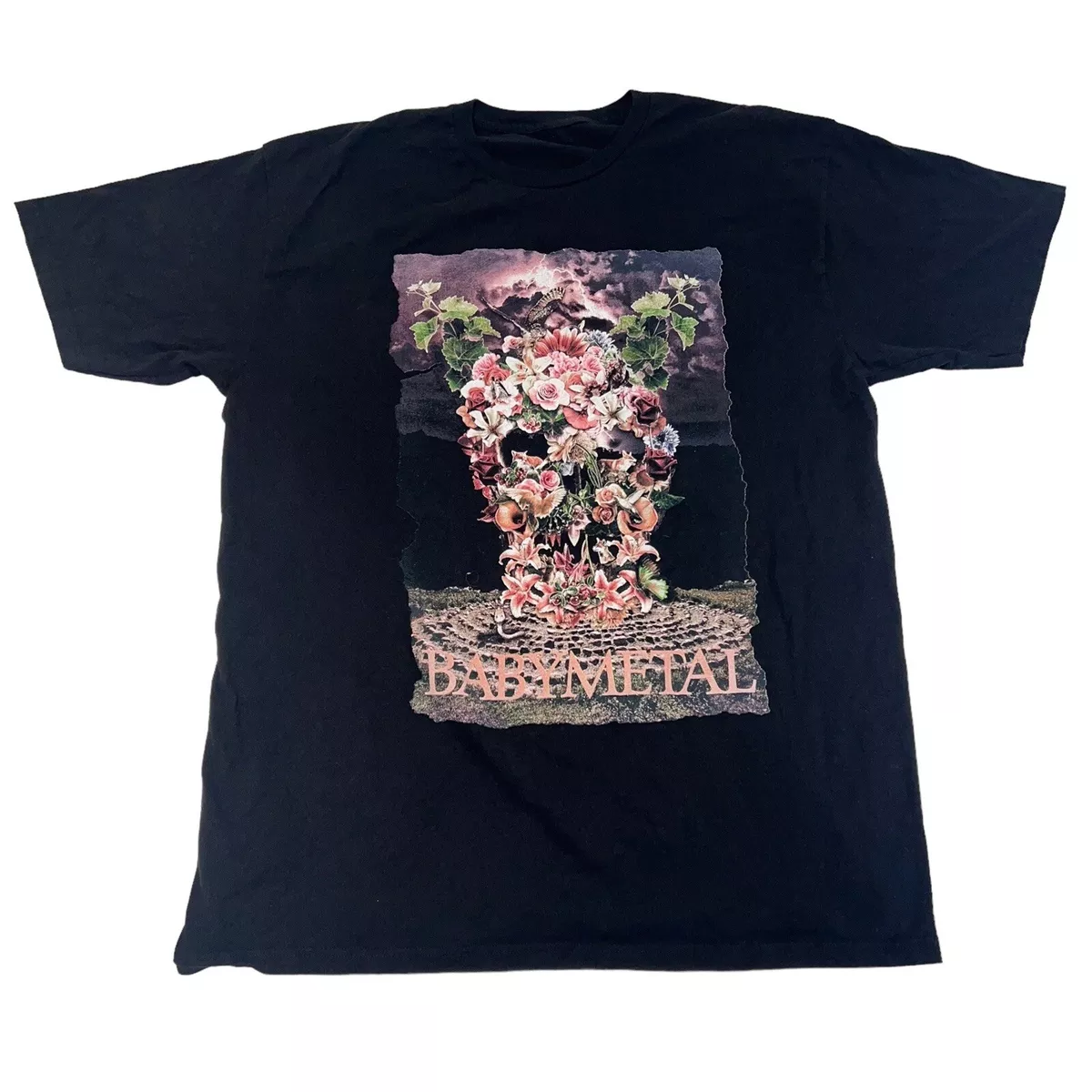 Babymetal - World Tour Download 2018 Flower Skull Men's T-Shirt - fits XL Black
