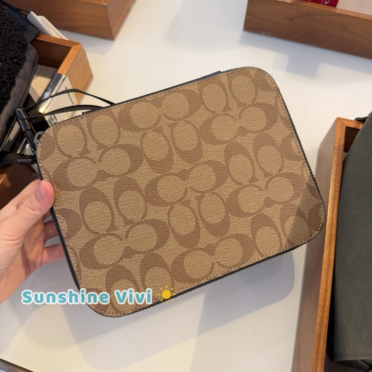 Coach Tech Organizer Zip Case Signature Charcoal/Denim CE700 Gray