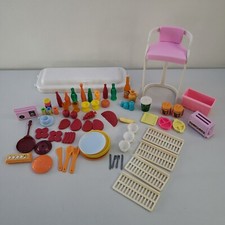 Vtg Barbie Kitchen Replacement Parts Food Dishes Chair Beverages Radio Toaster