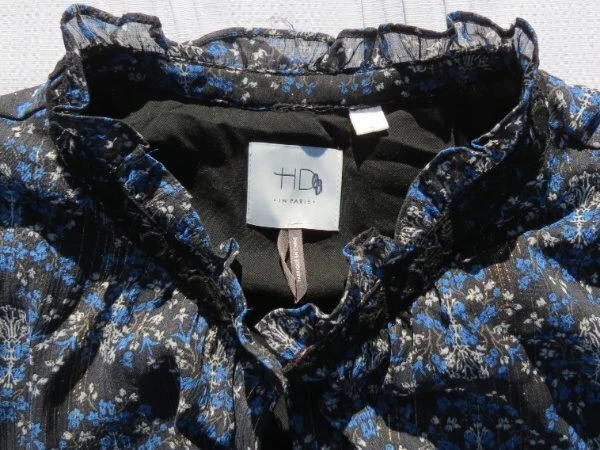 Vestido Blusa HD in PARIS Anthropologie US XL Negro Floral Cuello Alto Ojo de Cerradura Usado en Excelente Condición Foto 4 de 4