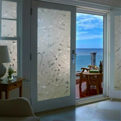 100CM Mattiert Statische Geätztes Glas Fenster Folie 3D Floral Dekorativ Privacy - Bild 1 von 4