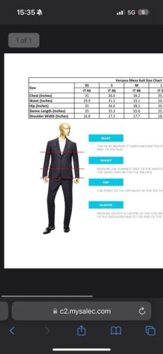 VERSACE CLASSIC MEN'S 2 PIECE NAVY SUIT - Picture 17 of 17