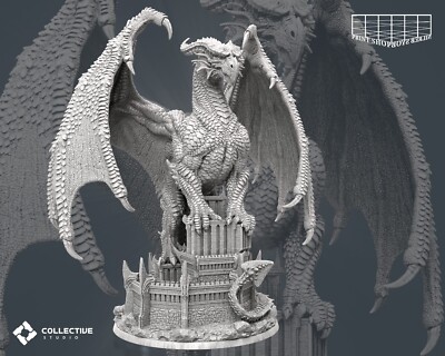 Roter Drache Miniatur Majestätischer Drachen Figur für TTRPG's wie D&D 5e