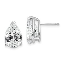 13mm 14k White Gold 12x8mm Pear Cubic Zirconia Earrings