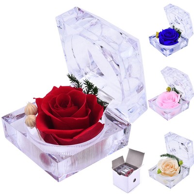 Eternal Real Flower Preserved Rose Valentine's Anniversary Glass Dome Gift Box