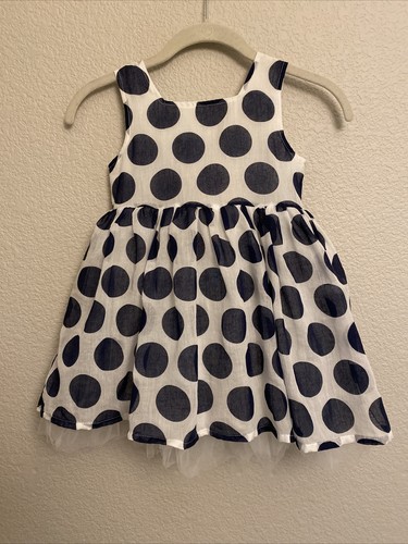 NEW Doe A Dear Nordstrom Girls 4 Blue White Polka Dot Summer Party Wedding Dress