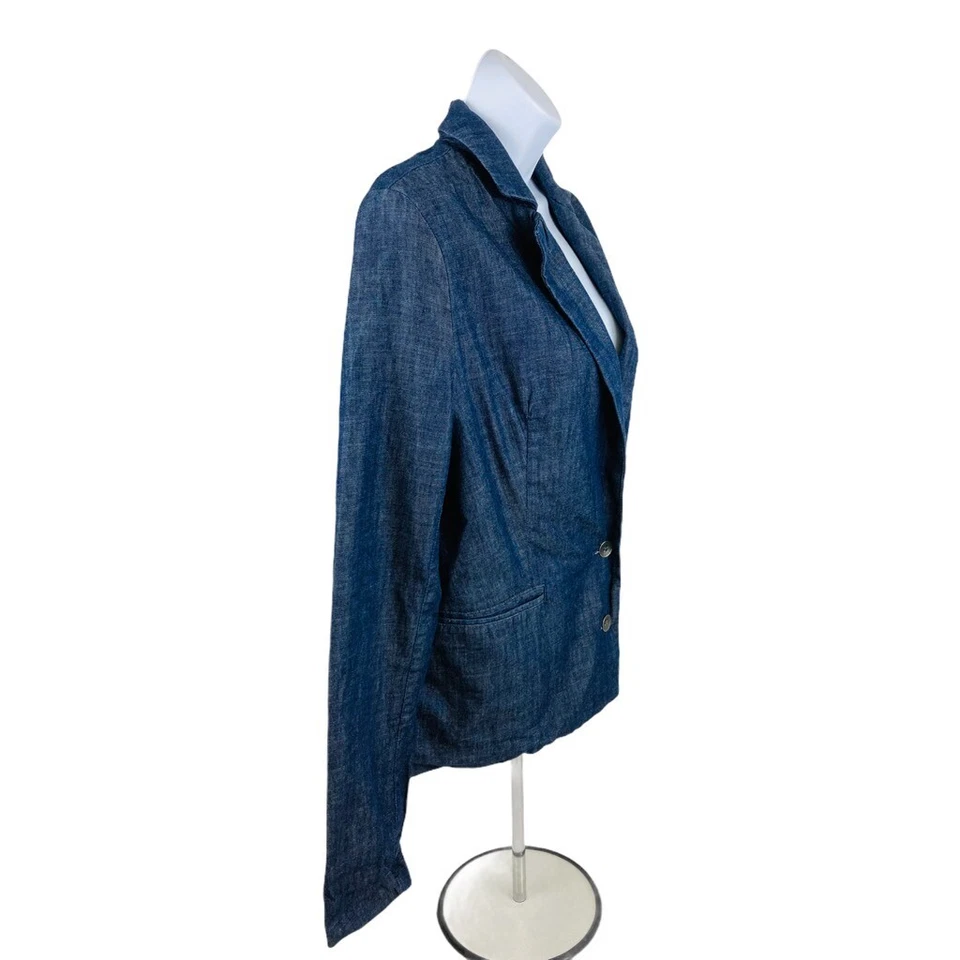 Traje Chaqueta Blazer Levi's Mujer Azul Cambray Manga Larga Botón 100% Algodón S Foto 3 de 4