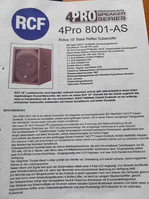 RCF 4PRO Series 8001 AS SUBWOOFER